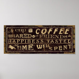 Pôster Uma chávena de café compartilhada com os amigos