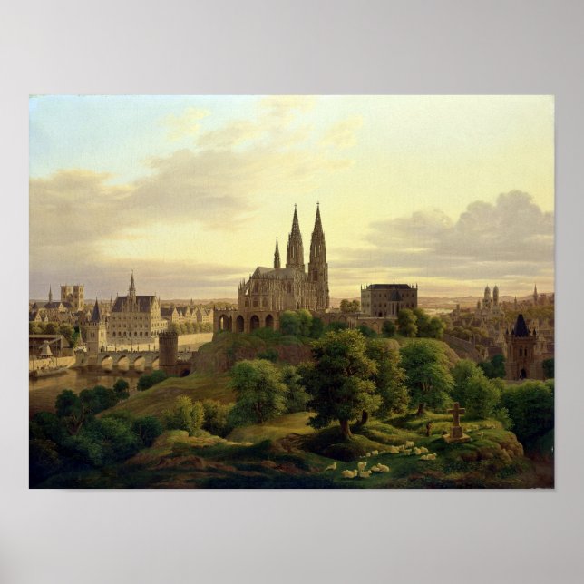 Pôster Uma cidade medieval em 1830, 1830 (Frente)
