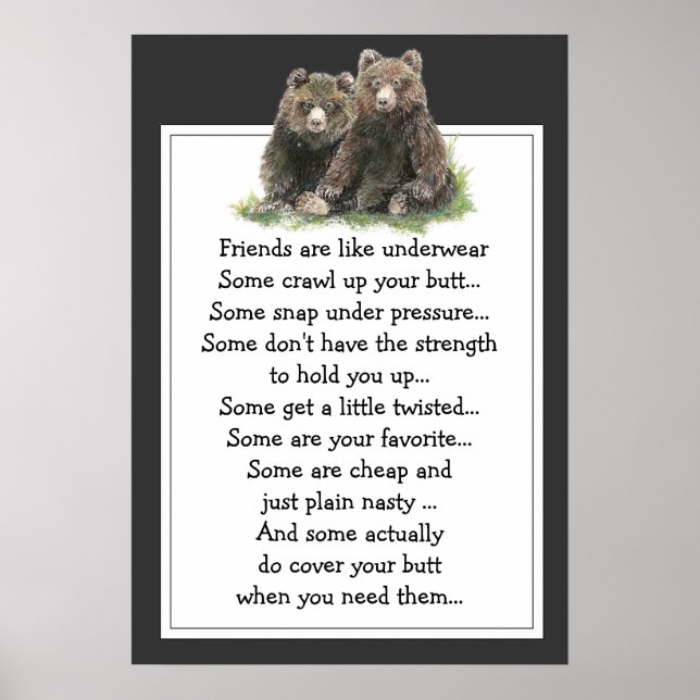 Poster Uma citação engraçada sobre amigos é como o subwar (Frente)