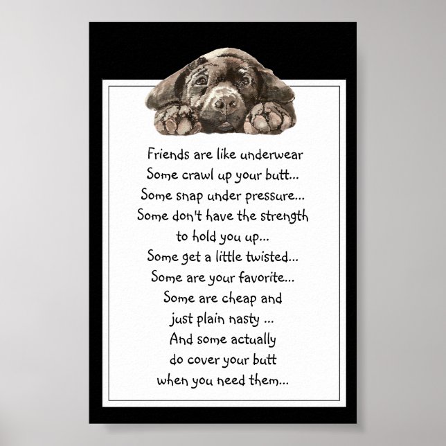 Pôster Uma citação engraçada sobre amigos é como roupa in (Frente)