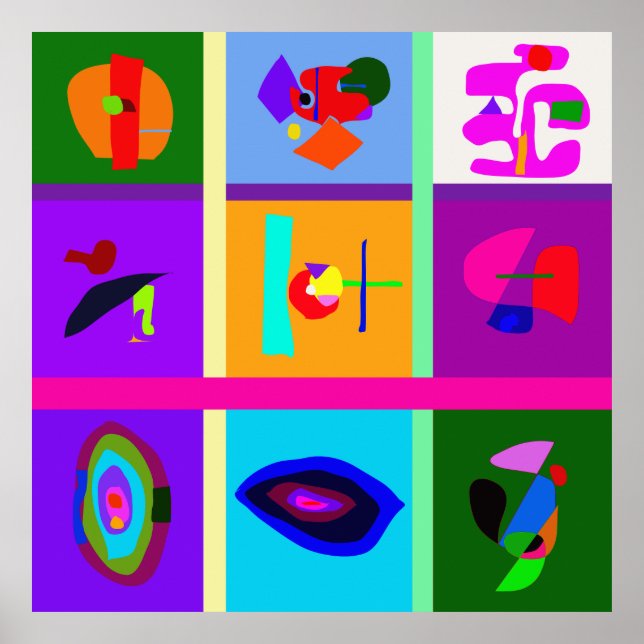 Poster Uma coleção de nove miniaturas de Abstrato 24 (Frente)