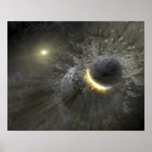 Poster Uma colisão entre objetos maciços no espaço