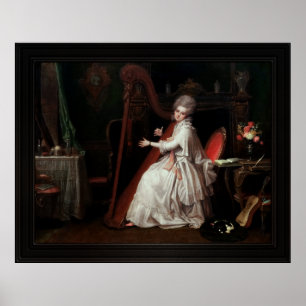 Poster Uma dama brincando na Harpa de Richard Cosway