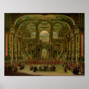 Poster Uma dança em um palácio Rococo barroco