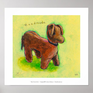 Poster Uma de uma pintura enchida handmade amável do cã