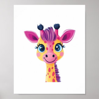 Poster Uma design alegre e caprichosa de uma jovem girafa