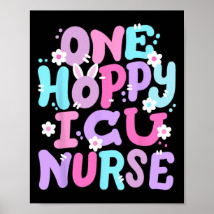 Poster Uma Enfermeira De Uti Alegre Retro Groovy Feliz Co