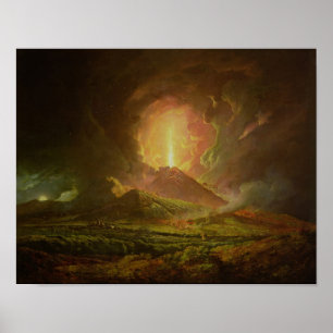 Pôster Uma erupção do Vesúvio, vista de Portici