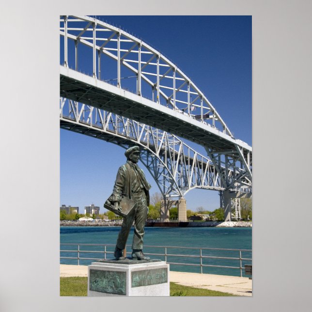 Poster Uma estátua de Thomas Edison pelo artista local Mi (Frente)