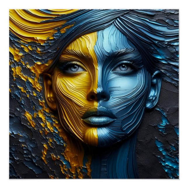 Pôster Uma face Abstrato 1 - Arte em relevo (Frente)