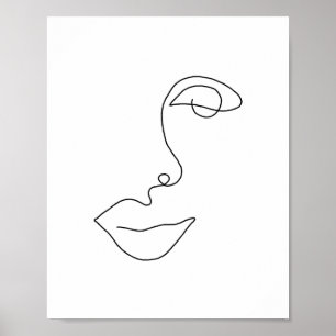 Poster Uma Face de Contorno de Linha 1