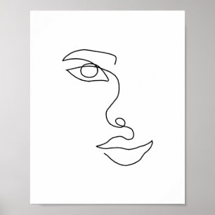 Poster Uma Face de Contorno de Linha 2