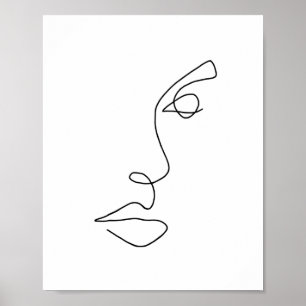 Poster Uma Face de Contorno de Linha 3