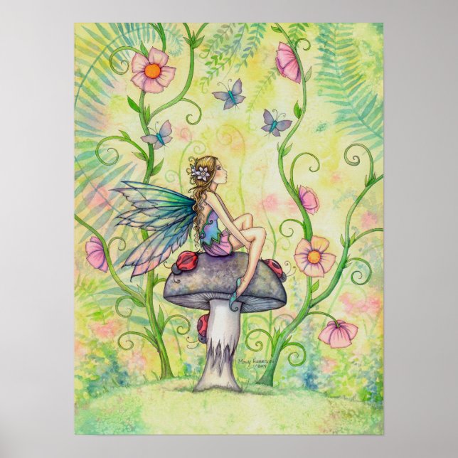 Poster Uma Fada de Flor Feliz e Arte Damybugs (Frente)
