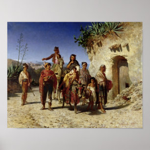 Pôster Uma família aciganada na estrada, c.1861