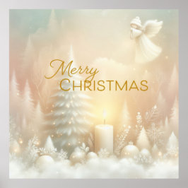 Poster Uma Fantasia de Anjo de Natal em Paisagem Nevada