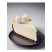 Uma fatia de cheesecake com creme chicoteado