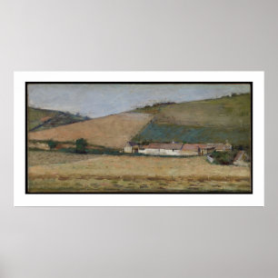 Pôster Uma fazenda entre colinas, Giverny, c.1887