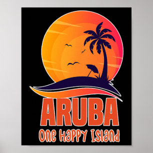 Poster Uma Feliz Ilha Aru Linda Praia do Pôr do Sol