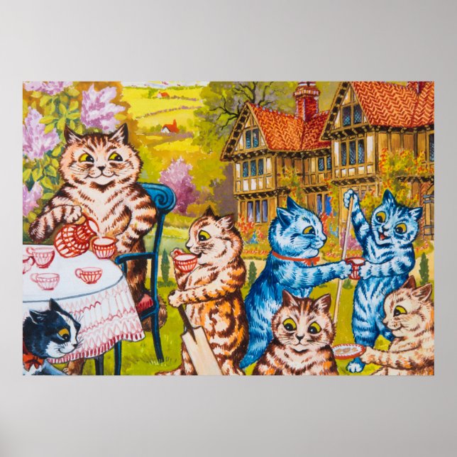 Poster Uma festa de chá de verão de Louis Wain (Frente)