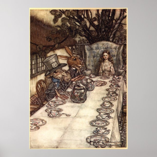 Poster Uma festa mad do chá de Arthur Rackham (Frente)
