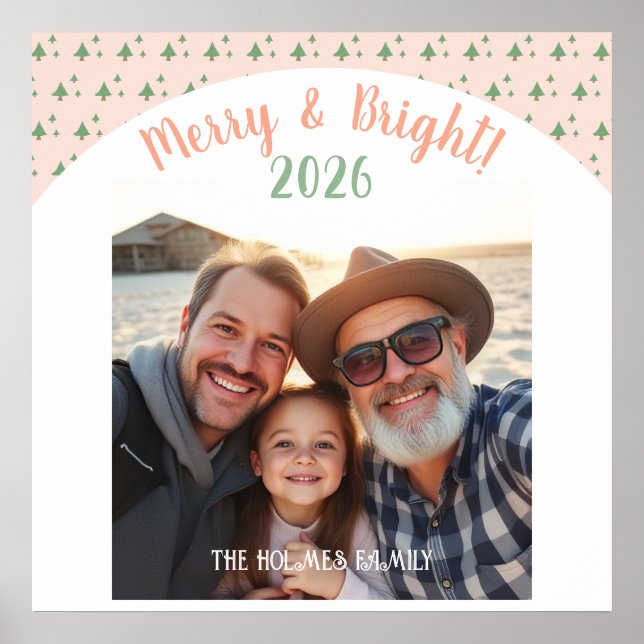 Poster Uma foto da família de Natal, rosa (Frente)