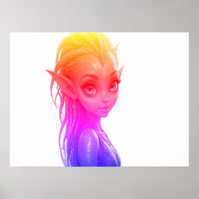 Poster Uma Garota Alienigena Rosa Fofa Numa Parede (Frente)
