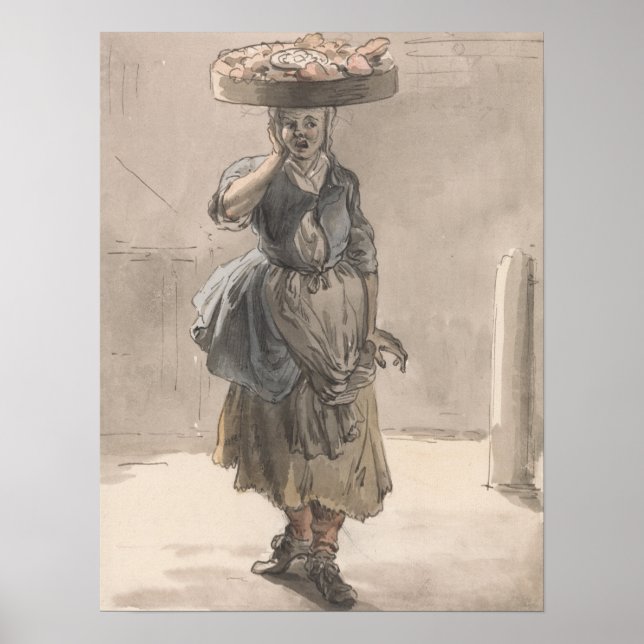 Poster Uma garota com uma cesta na cabeça - Paul Sandby (Frente)