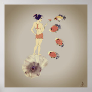 Poster Uma garota com uma flor