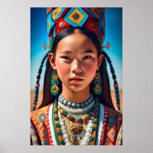 Poster Uma garota da vila da China norte, decorada