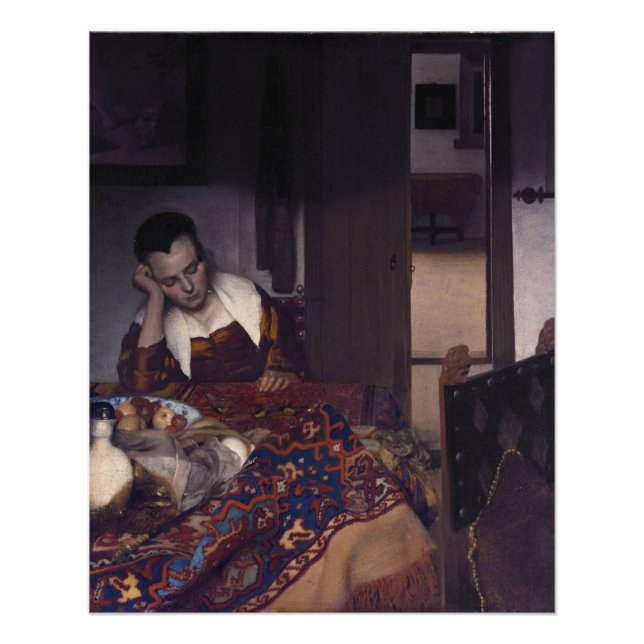 Pôster Uma garota dormindo por Johannes Vermeer (Frente)