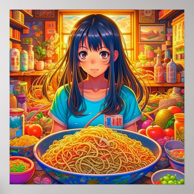 Poster Uma Garota e seu Anime de Ramen (Frente)