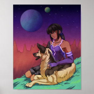 Poster Uma garota e seu cachorro no espaço
