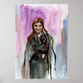 Pôster Uma garota sorridente de preto