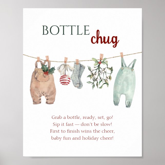 Poster Uma Garrafa de Roupas de Natal Alegre Chug (Frente)