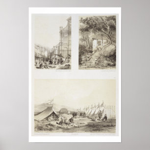 Pôster Uma igreja portuguesa e uma rua chinesa em Macao,