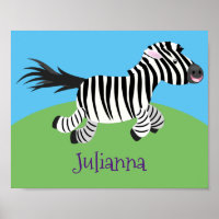 Uma ilustração de desenho animado com zebra kawaii