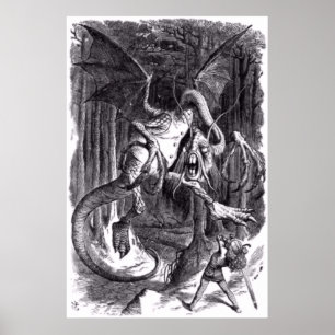 Poster Uma ilustração do poema Jabberwocky. 1871