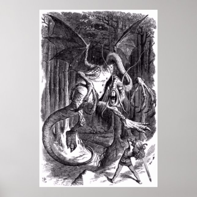 Poster Uma ilustração do poema Jabberwocky. 1871 (Frente)