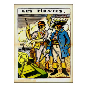 Pôster Uma ilustração dos piratas franceses Vintage