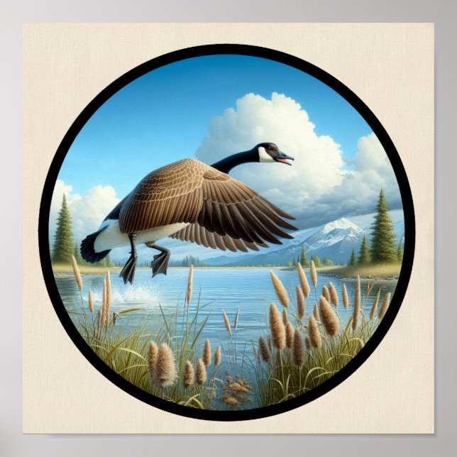 Poster Uma imagem 3D circular de um belo ganso-do-canadá (Frente)