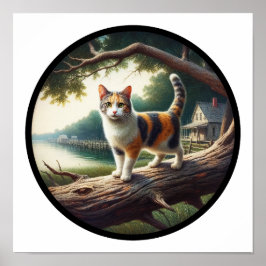 Poster Uma imagem circular em 3D de um lindo gato do Cali