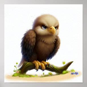 Poster Uma imagem de aquarela 3D renderizada de uma águia