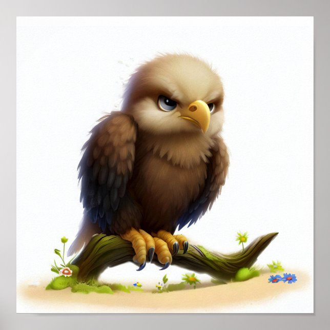 Poster Uma imagem de aquarela 3D renderizada de uma águia (Frente)