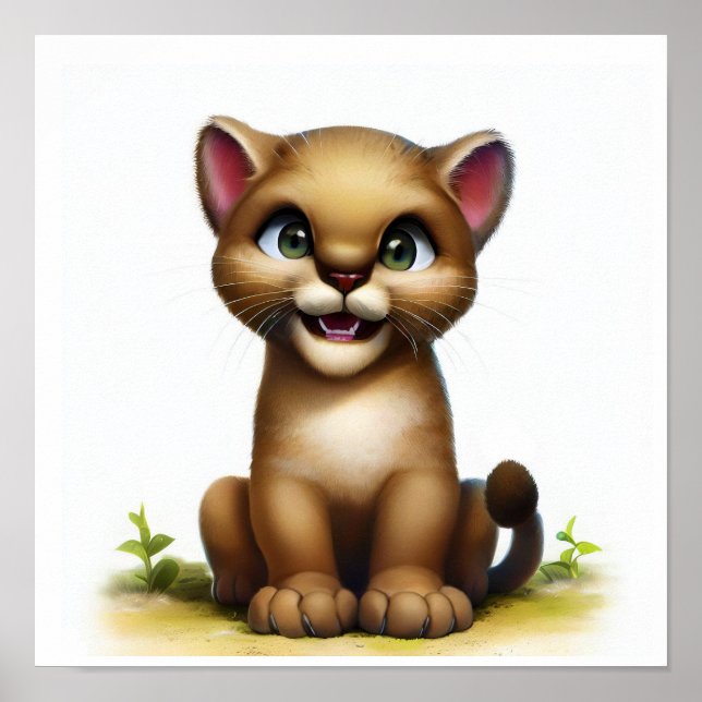 Poster Uma imagem em aquarela 3D de um jovem charuto (Frente)