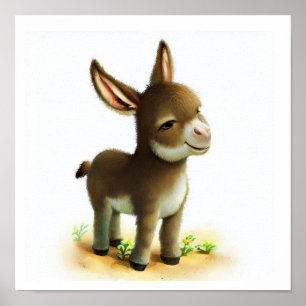 Poster Uma imagem em aquarela 3D de um Jovem Donkey