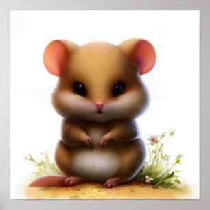 Poster Uma imagem em aquarela 3D de um Jovem Dormouse