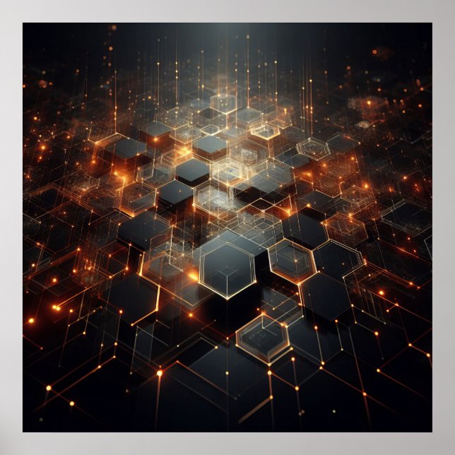 Poster Uma imagem técnica usando formas hexagonais (Frente)
