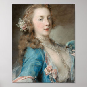 Poster Uma jovem dama com papagaio (de Rosalba Carriera)