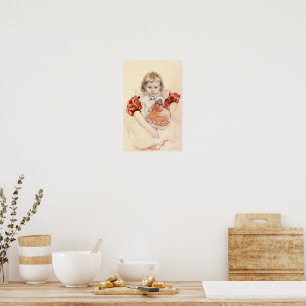 Poster Uma jovem menina com uma boneca, arte fina,